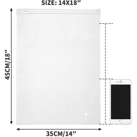 ENPOINT Plastic Storage Bags with Zipper, 100pcs 14x18 inch 3 mil Thick Large Ziplock Bags for Storage, Poly Bags Shipping Bags Frosted Zipper Bags for Clothes T Shirt, Swimsuit, Jeans, with Vent Hole