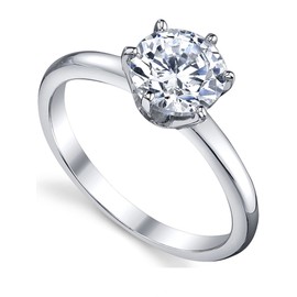 1.25 Carat Round Brilliant Cubic Zirconia CZ Sterling Silver 925 Wedding Engagement Ring Size 6