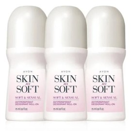 Avon Skin So Soft Roll-On Antiperspirant Deodorant, 2.6 fl oz (3-Pack)
