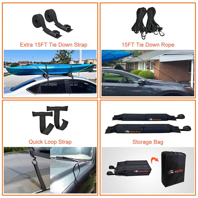 MeeFar Universal Car Soft Roof Rack Pads Luggage Carrier System