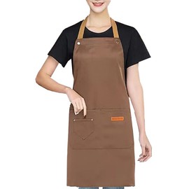 Bib Chef Kitchen Cooking Aprons with 2 Pockets,Adjustable Painting BBQ Grill Cafe Shop Restaurant Waitress Server Work Apron for Women and Men
