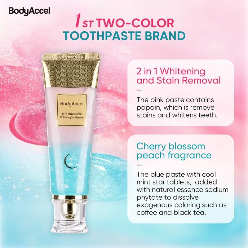 BodyAccel Niacinamide Whitening Toothpaste - Fast Acting Formula with Peach