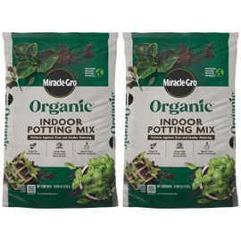 Miracle-Gro Organic Indoor Potting Mix, Protects Against Over and Under Watering, for Indoor Container Plants, Houseplants and Starter Plants, OMRI Listed, 16 qt., 2-Pack