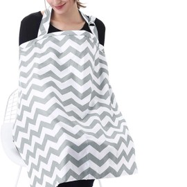 Tiernelle Manta de maternidad para Amamantar a tu Bebé. Cubierta Ligera, practica y amplia. Otorga comodidad, protección y privacidad a ti y a tu bebe. Excelente Accesorio para Mamá. (Gris/Blanco)