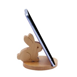 Cute Bunny Cell Phone Stand Wooden Phone Stand Animal Universal Cell Phone Holder Desktop for All Mobile Smart Phone,2#