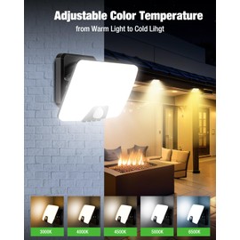 nipify LED Spotlight with Motion Sensor Outdoor 3000 K - 6500 K, Floodlight Warm White/Neutral/Cool White, 24 W Outdoor Spotlight, 3 Light Modes, Outdoor Lamp, Waterproof Outdoor Light for Garage Yard