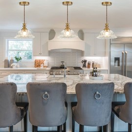 HDDFL Glass Pendant Lights Modern Pendant Lighting Fixtures Hanging Lamp Brushed Finish Pendant Light Fixture for Kitchen Island Bedroom Dining Room Coffee Shop Hallway 2 Pack