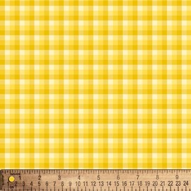 Checkered Gingham Yellow Cotton Fabric by The Yard