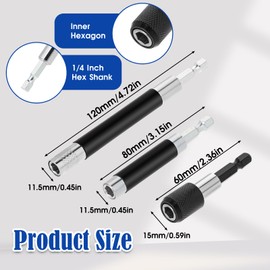 3pcs Magnetic Screw Drive Guide, Magnetic Drill Bit Extension Holder Set, Quick Release Screw Adapter, Impact Bit Holder, 1/4 Inch Hex Shank Hex Power Tools for Nuts Drill and Handheld Driver