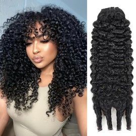 Burmese Curly Bundles Human Hair 18 Inches 100% Unprocessed Quick Weave 3c4a Water Wave bundles with Spiral Curly End Real Human Hair Extensions Natural Black