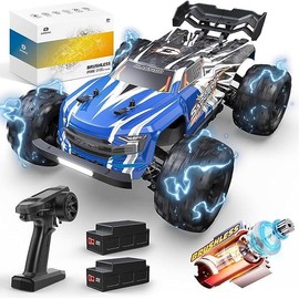 DEERC H16E Brushless Extreme High Speed RC Truck, Max 70kph, 1:16 4X4 RTR Fast RC Cars, All Terrains RC Monster Truck, 2 Li-po Batteries - Model: Green