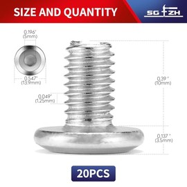 SG TZH M8 x 10mm 20Pcs Flat Head Hex Socket Cap Screws Bolts, 304 Stainless Steel 18-8, Full Thread by SG TZH (with Hex Spanner)