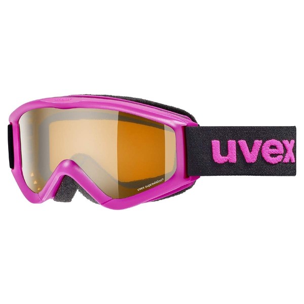 uvex Speedy Pro - Kids Ski Goggles - Accented Contrast - Widened Field of View and Anti-Fog - Pink/Lasergold - One Size