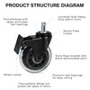 Hirate 5 Pack Office Chair Casters (2 with Brakes, 3