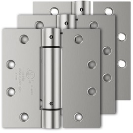Luxbaro 3 Pack Self Closing Door Hinges, 4.5" x 4.5" Spring Loaded Hinges with Square Corners, Adjustable Tension for Garage, Front Door, Back Door, for Left and Right Hand Door, UL Listed