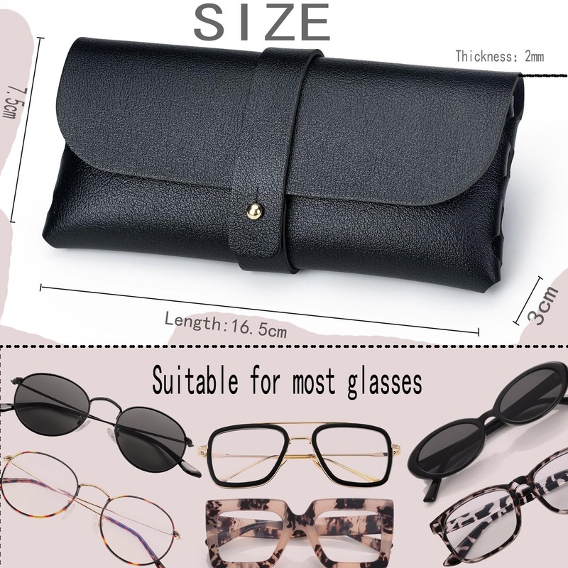 Onrtry Soft Leather Eyeglass Case PVC Nail Buckle Glasses Bag