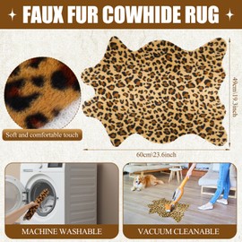 Dunzy 4 Pcs Mini Leopard Print Rug Cheetah Table Placemat, 19.3 x 23.6 Inch