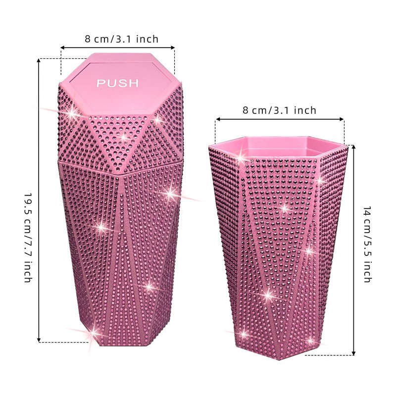 NBTEPEM Bling Car Trash Can with Lid, Bling Car Accessories