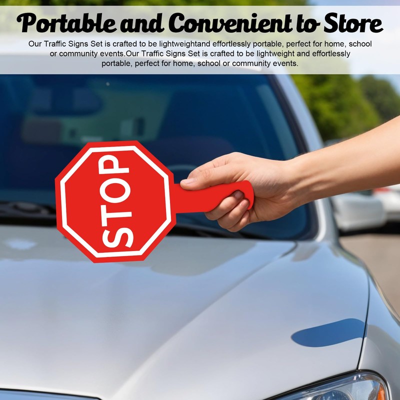 Ouligay Stop and Go Sign with Handle Double Sided Red