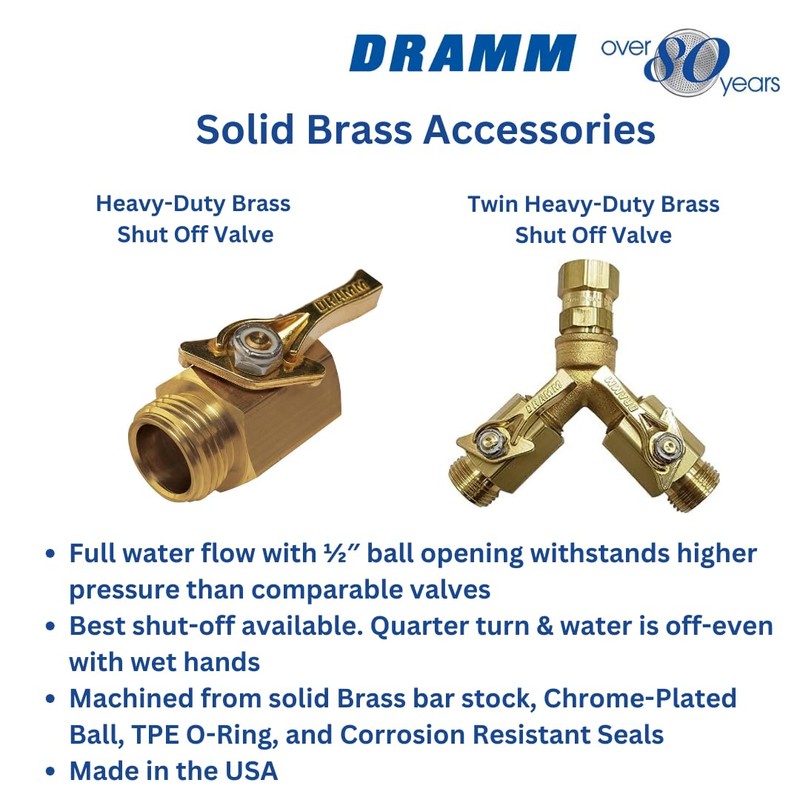 Dramm Heavy Duty Brass Shut Off Valve with Full Water