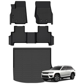 All Weather Floor Mats Cargo Mat Fit for Jeep Grand Cherokee(WL Include 4xe, Not WK2 or WL75) 2022-2025 5 Seat Only TPE Rubber Liners All Season Guard Odorless Anti-Slip Floor Mats Cargo Liner