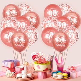 15pcs Rose Gold Birthday Party Balloons (90th balloons)