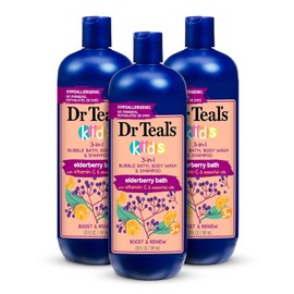 Dr Teal'S Gel De Baño 3 En 1 Para Niños, Boost & Renew, Con Vitamina C, Baya Del Saúco, 20 Fl Oz (Paquete De 3)