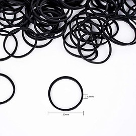Pequeñas bandas de goma para lazos de pelo, elásticas, mini trenzas para bebés y niñas, pelo grueso, sin daños por HOYOLS, Talla M Negro 3/4"