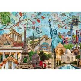 AveJoys Jigsaw Puzzles for Adults 1000 Piece Postcard of World Landmarks 27.56 x 19.69 Inch Jigsaw Puzzle for Adults Educational Game 1000 Pieces Landmarks Puzzles for Adult