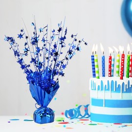 Miliocry 6 Pack Metallic Foil Spray Centerpiece Star Table Decoration Burst Table Centerpieces for Birthday Wedding Anniversary Graduation Holiday Party Supplies Decor Blue