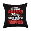 Trap Hunting Gloves Coyote Trapper Trapping Stuff Trapper Throw Pillow