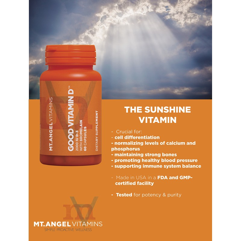 Mt. Angel Vitamins - Good Vitamin D, 2000 IU Vitamin