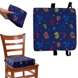 LYDODOKA Booster Seat for Eating Toddler, Washable Polyester Kid Booster Seat Cushion with Adjustable Safety Buckle & Fastening Strap, Portable Highchair Booster Cushion for Dining Table (Dark Blue)