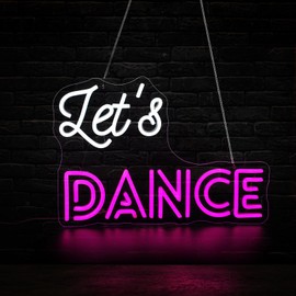 Qetibwk Let's Dance Neon Sign for Wall Decor Led Neon Signs Light Up Sign Room Decor Neon Lights Sign USB Powered