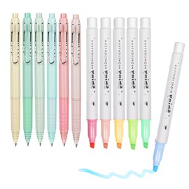 WY WENYUAN - Aesthetic Highlighters and Gel Pens No Bleed, Bible Highlighters and Pens No Bleed, 0.5mm Black Ink Bible Pens, Highlighter Pens, Dry Fast Easy to Hold, 12 pack (Pastel)