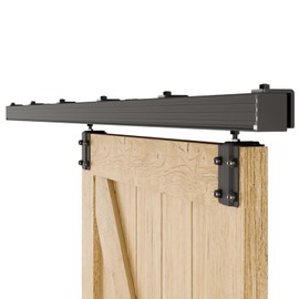 CCJH 8FT/96'' Box Rail Sliding Barn Door Hardware Kit Aluminium Alloy Wall Mount, Smooth and Heavy Duty for Single Door