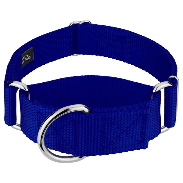 Country Brook Petz - Wide Dog Collar, Adjustable for Large Breed - Martingale Solid Nylon Dog Collar (Large, 1 1/2 Inch Wide, Royal Blue)