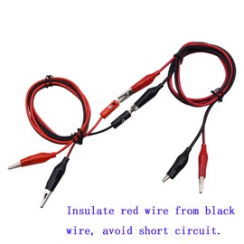 Blomiky 1M 1 Red and 1 Black 2 Wire Alligator Clips to Allligator Clips and 1 Red and 1 Black 2 Wire Alligator Clip Plug to 4mm Banana Plug Alligactor Clip Cable