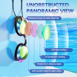 HMTIY Swim Goggles, 2-Pack Anti Fog Swimming Goggles for Adult Youth Men Women (Aqua & Bright Rose)