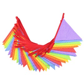 Multi Colour Fabric Bunting 10 Metres for Birthday Party Wedding Anniversary Summer Fete (Rainbow)