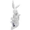 AuldHome Design Easter Reading Rabbit Figurine w/Baby Rabbit; Farmhouse White