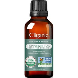 Cliganic USDA Organic Peppermint Essential Oil, 1oz - 100% Pure Natural Undiluted, for Aromatherapy | Non-GMO Verified