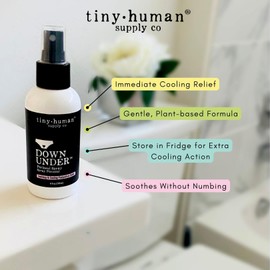 Tiny Human Supply Co Down Under Herbal Perineal Spray 4oz, 97% Organic, Herbal Postpartum Relief, Soothing Natural Mist for Mama, Hospital Birth Kit Essential, Made in USA