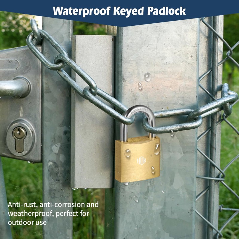 HOX 12-Pack Keyed Padlock, Waterproof and Rustproof, Solid Brass Lock