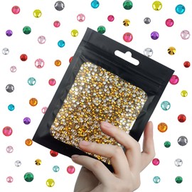 CLRDIVA 5000pcs 3mm Gold Flatback Resin Rhinestones Bulk Jelly Gems Flat Back Crystals Non Hotfix Wholesale Stones Diamonds for Crafts Tumblers Face Eye Makeup Nails Bling DIY Decoration