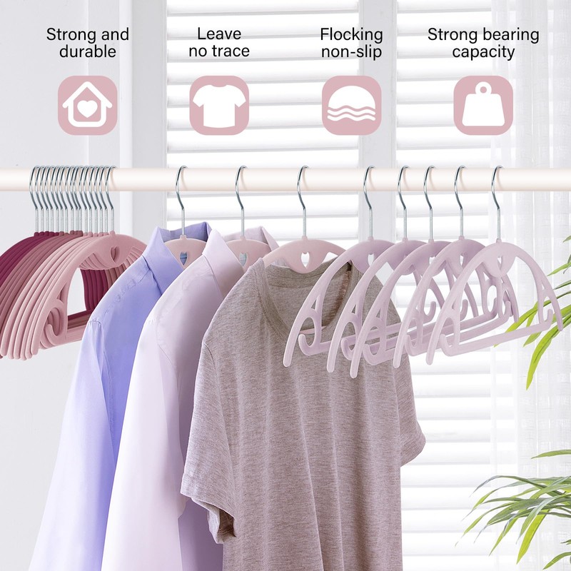 IEOKE Velvet Hangers, 50 Pack No Shoulder Bumps Ultra Thin