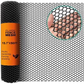 Chicken Plastic Wire Fencing Mesh - Heavy-Duty Plastic Chicken Black Wire Fence Mesh for Gardening, Barrier Netting, Poultry Dogs Rabbit Fencing (Black, 15.7IN x 50FT)