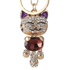 Bestdays Cat Kitten Keychain Handbag Charm for Animal Lovers Key Ring/Chain (purple)