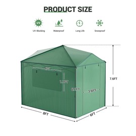 Popup Portable Greenhouse for Gardening Plants, Wall in Green Houses for Outdoors & Indoors, Zipper Roll Up Door & Mesh Window, Double Frame, PE Cover Grow Tent for Winter, Green