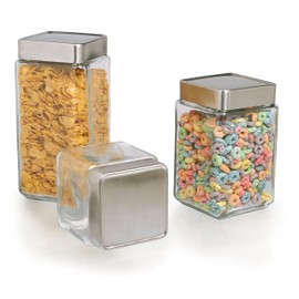 Anchor Hocking 1-Quart Stackable Jars with Brushed Aluminum Lid, Set of 6